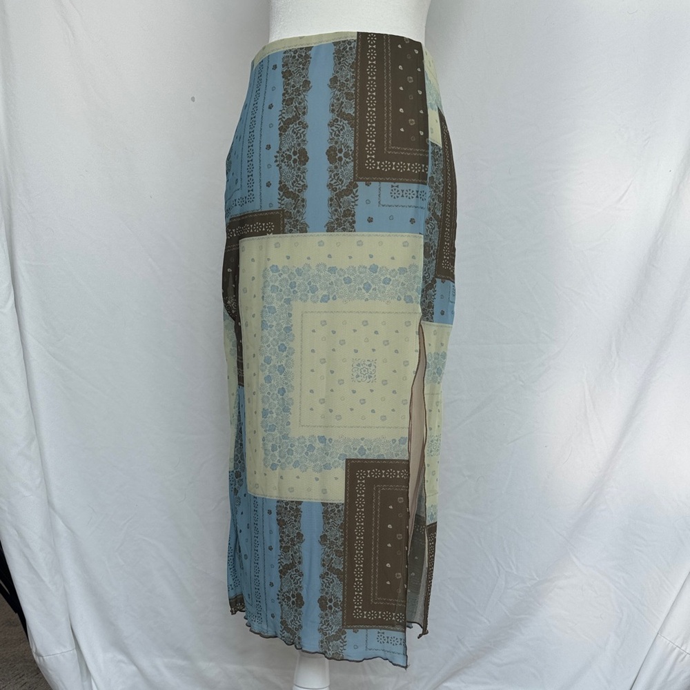 Urban Outfitters Blue and Brown Patchwork Skirt